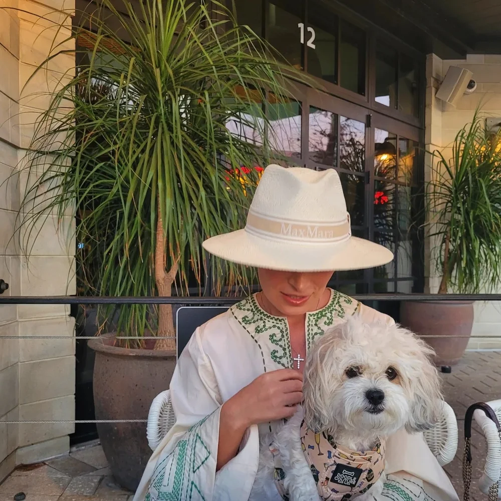 $345 Authentic MaxMara Urago Logo Ribbon Straw Hat in Cream - Picture 3 of 10